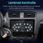 Junsun Autoradio im VW Golf 7 mit Lenkradsteuerung. Hand bedient Tasten am Lenkrad für Komfort & Sicherheit.