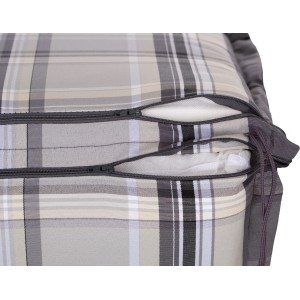 Beige Karo Sitzauflage für Hochlehner (4er-Set) mit Reißverschluss zum Entnehmen der Füllung.