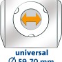 Universal-Adapterplatte für Swirl® KÄ 3® Staubsaugerbeutel, passend für Stutzen von 59-70 mm.