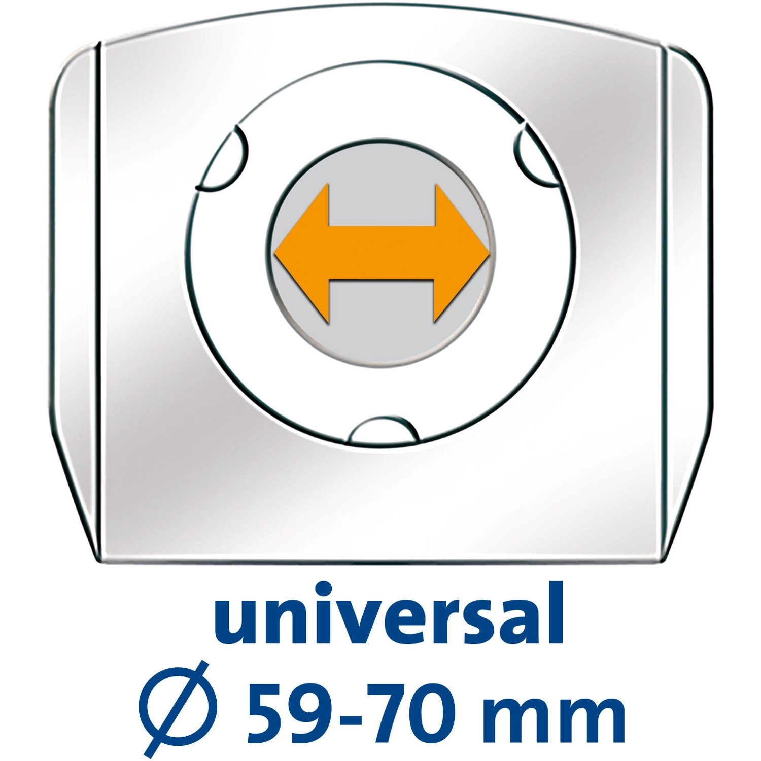 Universal-Adapterplatte für Swirl® KÄ 3® Staubsaugerbeutel, passend für Stutzen von 59-70 mm.