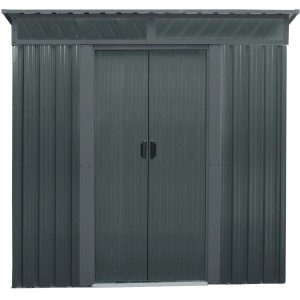 Floraworld Metall-Gerätehaus, anthrazit, 2 m², mit Doppeltür. Ideal zur Aufbewahrung im Garten.