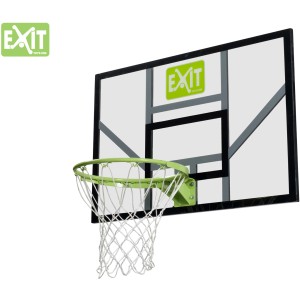 EXIT Galaxy Basketballbrett mit grünem Ring und Netz vor weißem Hintergrund.