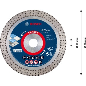 Bosch Expert Diamanttrennscheibe, 76 mm, für harte Keramikfliesen. Zubehör für Winkelschleifer.