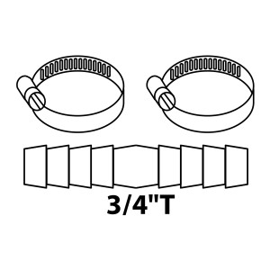 Kirchhoff Schlauchverbinder aus Messing 20 mm (3/4) mit zwei Schlauchklemmen.