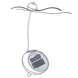 Chemoform Poolthermometer Revolution Digital, schwarz, mit digitaler Anzeige und Solarbetrieb.