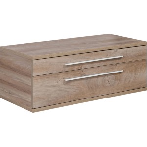 Fackelmann Waschbeckenunterschrank Stanford, Eiche Natur, 110 cm breit, mit zwei Schubladen.