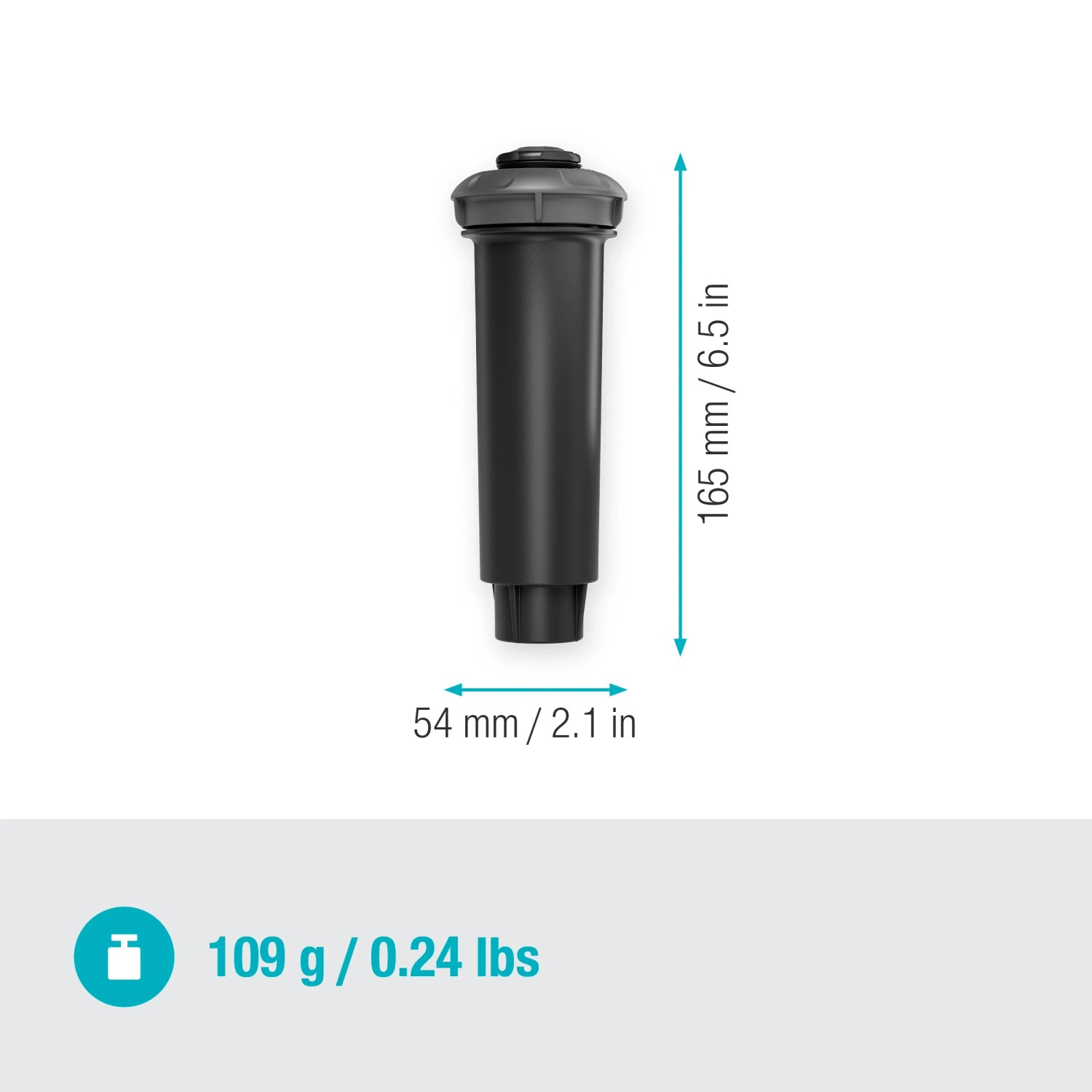 Gardena Versenkregner MD80, Detailaufnahme mit Maßangaben, für Rasenflächen bis 80 m².