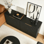 okwish Sideboard mit Wellenform Aufbewahrung Wohnzimmer 150x40x70cm Schwarz_4