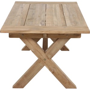 Quadratischer Siena Garden Gartentisch aus Holz, 100x180 cm, mit gekreuzten Beinen.