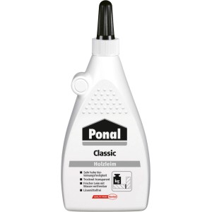 Ponal Holzleim Classic, 225g Flasche, wasserbasierter Weißleim für Holz und Bastelarbeiten.