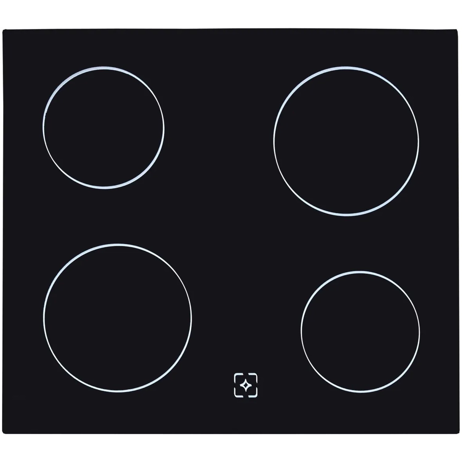 Schwarzes Glaskeramikkochfeld mit vier Kochzonen für Respekta Küchenzeile.