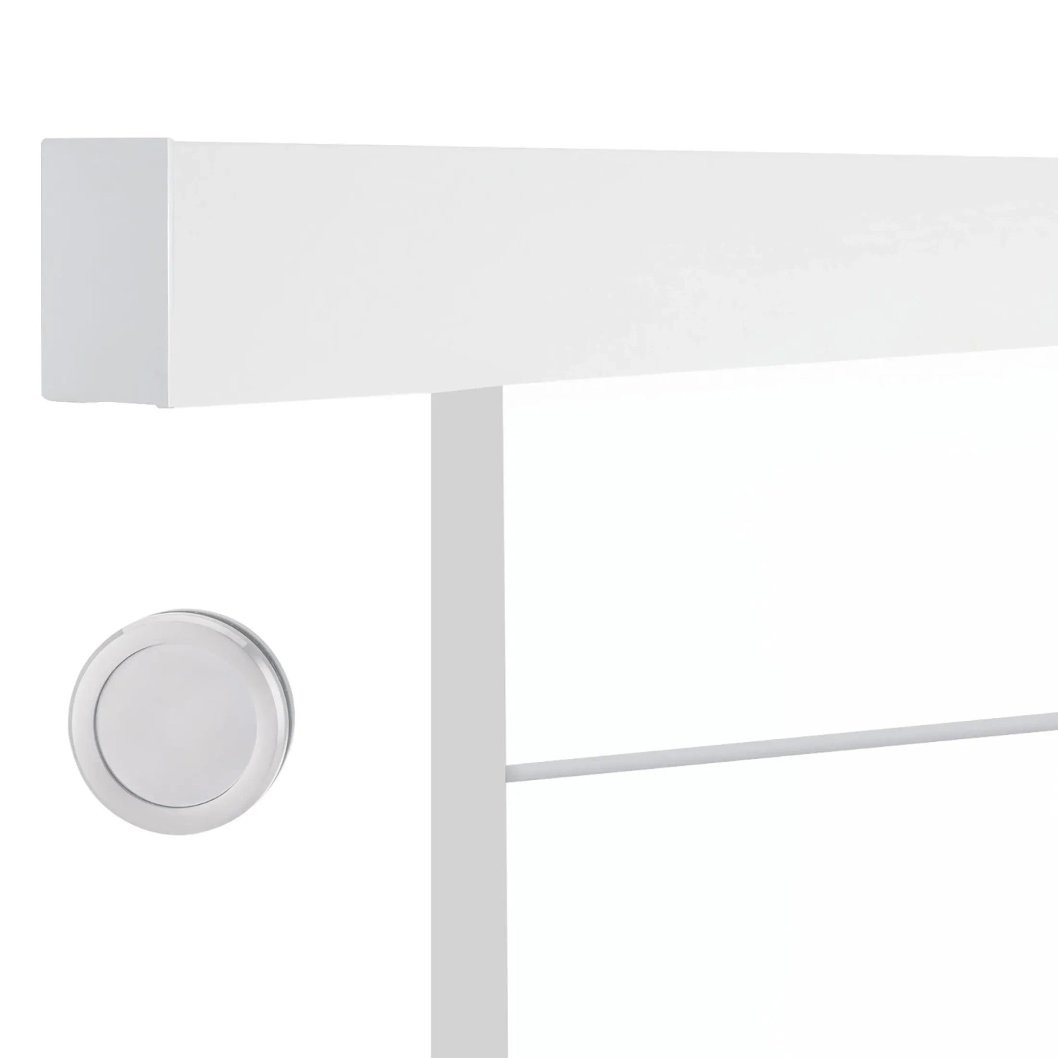 Detailaufnahme: Weißlack Holzschiebetür-Set Ontario Bianco mit Griffmuschel und Soft-Einzug.