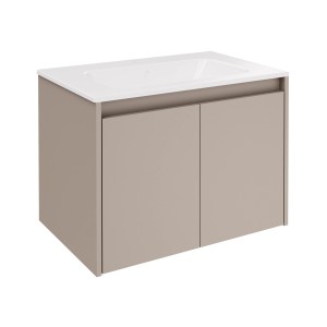 Fackelmann Waschtisch-Set Compact Line, 71 cm, Kaschmir mit 2 Türen und weißem Becken.