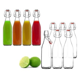 BigDean 6x Glasflasche 500ml Bügelverschluss Milchflasche Saftflasche Ölflasche Bügelverschlussflasche