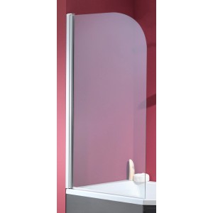 Einteiliger Echtglas Badewannenaufsatz, 140x80cm, mit Chromprofil zur Duschabtrennung.