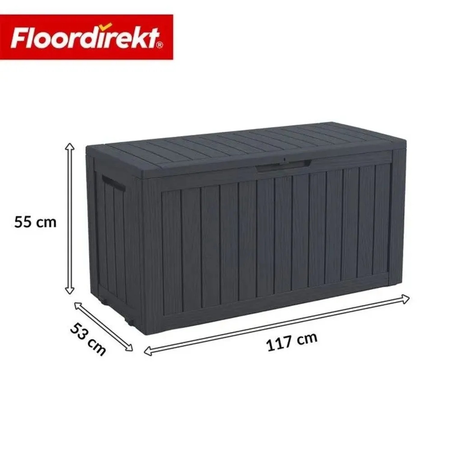 Floordirekt Gartenbox Holzoptik Wetterfest Auflagenbox Kissenbox Anthrazit 270 L kaufen bei OBI