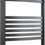 Schwarzer Badheizkörper Arnsberg, 140x60 cm, 693W, für Warmwasserheizung. Handtuchwärmer mit gebogenen Lamellen.