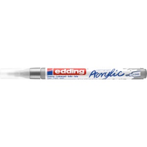 Edding 5300 Acrylmarker fein, silberner Stift mit transparenter Kappe. Ideal für Leinwand und Papier.