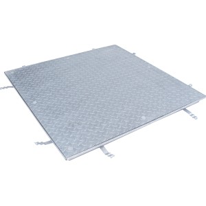 ACO Schachtabdeckung FI 2.0 Solid A15, Stahl verzinkt, 600x600 mm, mit Tränenblech für Drainage & Grundmauerschutz.