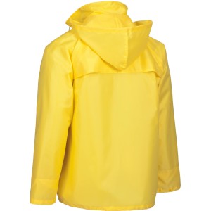Safety&More Regenjacke, gelb, Größe S, mit Kapuze im Kragen, ideal für Arbeitskleidung.