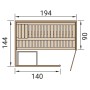 Grundriss der Weka Elementsauna Varberg Trend 1 in Weiß mit Maßen. Ideal für die Planung Ihrer Sauna.