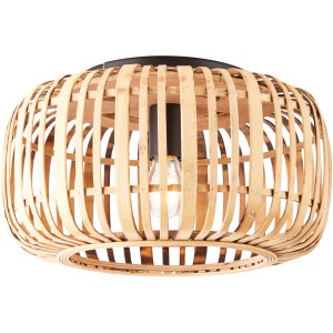 Hellbraune Brilliant Deckenleuchte Woodrow, Ø 39,5 cm, aus Naturmaterialien für gemütliches Licht.