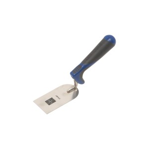 LUX Stuckateurspachtel 50mm, rostfrei mit blau-grauem Comfort-Griff für Ausbesserungsarbeiten.