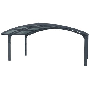 Palram Canopia Doppelcarport Arizone Double Wave mit gebogenem Dach und Aluminium-Konstruktion.