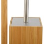 MSV WC-Garnitur aus Bambus mit Edelstahl-Elementen, braun-silber.