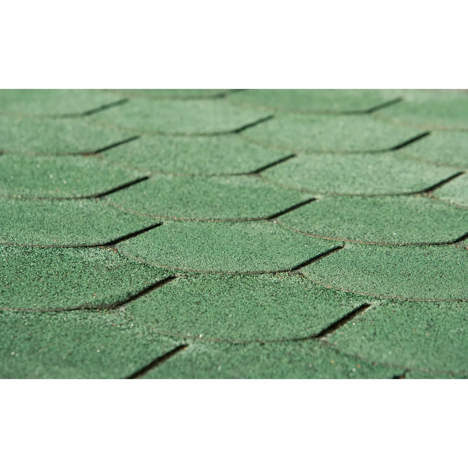 Grüne Weka Dachschindeln Biberschwanz (3 m²) für Gartenhaus-Zubehör. Robuste Bitumen-Dachbedeckung in Biberschwanzoptik.