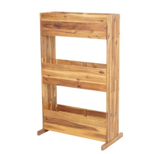 MCW Pflanzkastenregal aus Akazienholz, 3-reihig, 115x71x40cm, für Garten und Balkon.