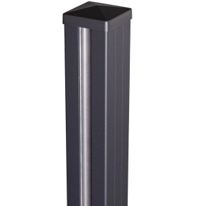 GroJa Alu-Steckzaun-Torpfosten inkl. Kappe zum Einbetonieren Silbergrau