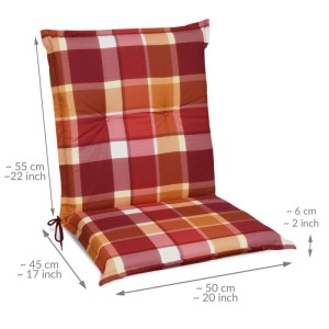 Beautissu Niederlehner Auflage Sunny RO, 100x50x6cm, rot kariert, für Gartenstuhl.