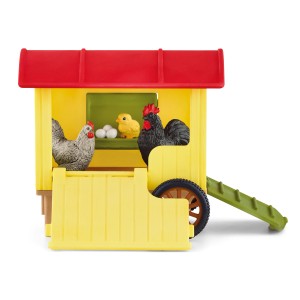 Schleich Hühnerstall Farm World mit Huhn, Hahn, Küken und Eiern, detailgetreue Spielfiguren.