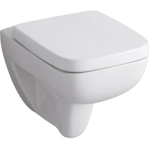 Geberit Renova Plan Wand-WC-Set, spülrandlos, mit WC-Sitz und Absenkautomatik, weiß.