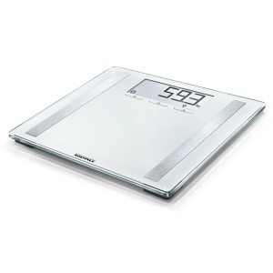 Leifheit Shape Sense Control 200 Personenwaage, digital, weiß/silber, mit LCD-Anzeige.