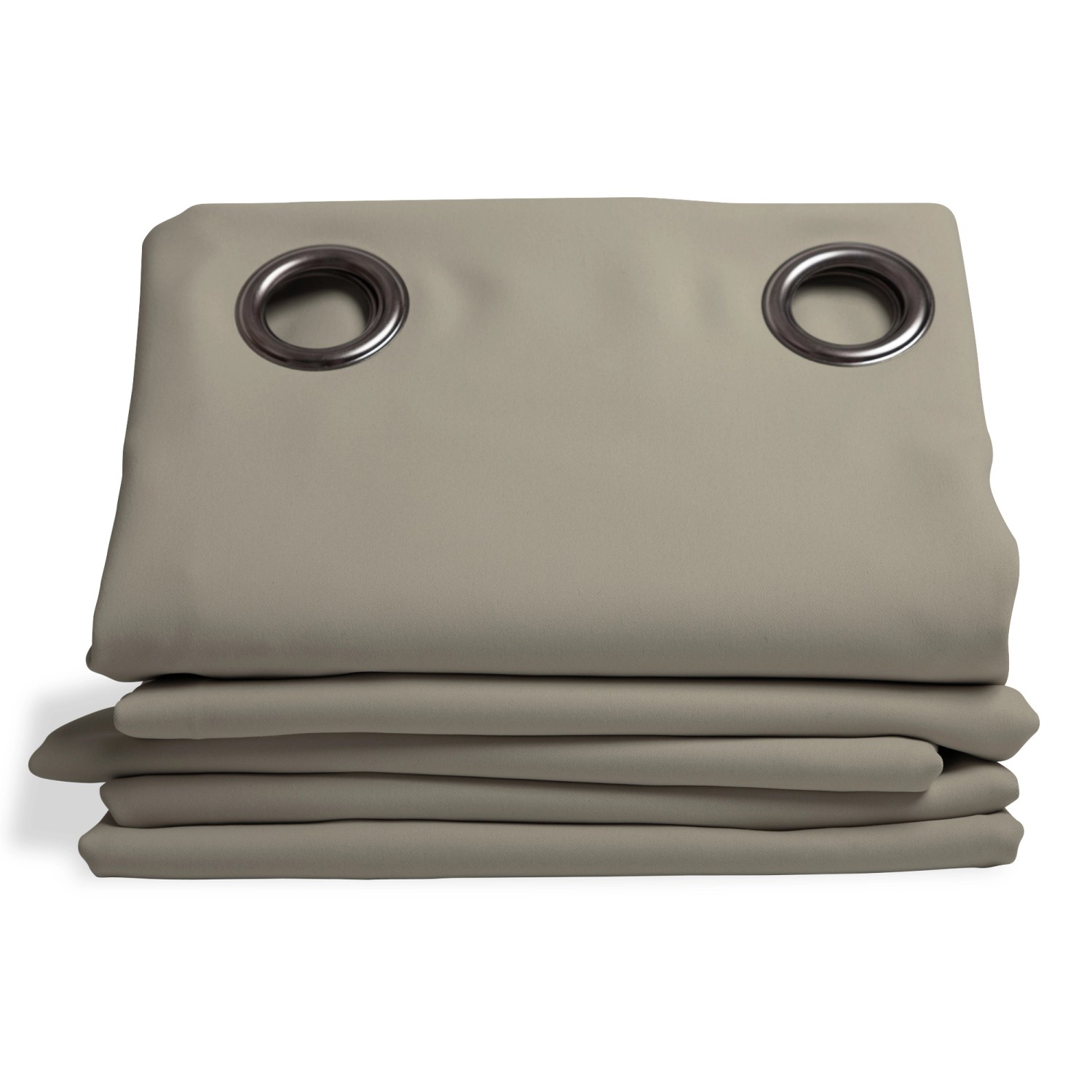 Zusammengelegter, blickdichter Moondream Verdunkelungsvorhang in Taupe mit Ösen.