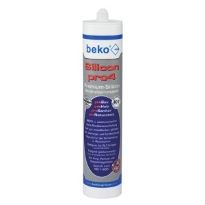 beko Premium-Silikon pro4 Dichtstoffkartusche in Grau-Weiß, Farbe Beigebraun.
