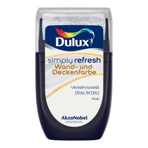 Dulux Simply Refresh Tester Verkehrswegs, matte Wandfarbe mit integrierter Mini-Rolle.