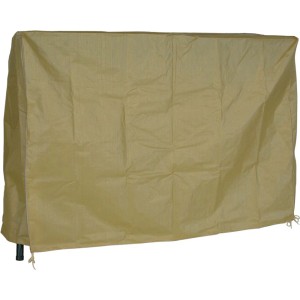 Beige Schutzhülle in Kastenform mit Reißverschlüssen für eine 3-Sitzer Hollywoodschaukel.