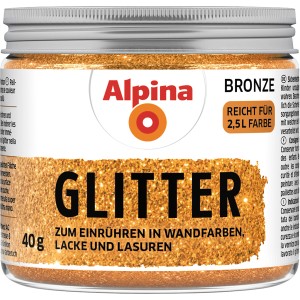 Alpina Kreativ-Glitter Bronze 40g im Glas, geeignet für Wandfarben, Lacke und Lasuren.