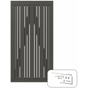 Umbragraues Nadelholz Gartentor Tangent, 95x180cm, inkl. Beschläge für Selbstmontage.