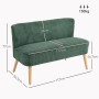 Grünes HOMCOM 2-Sitzer Sofa, moderne Couch mit Holzbeinen. Maße: 117x56,5x77 cm, 150kg Tragkraft.