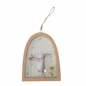 Boltze Dekoanhänger Knuffi, Hase mit kleinem Hasen, braun-grau, 16x12,5cm, Osterdeko.