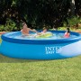 Blauer Intex Easy Set Pool (Ø366x76cm) mit Familie im Garten. Quick-Up Pool für Badespaß.