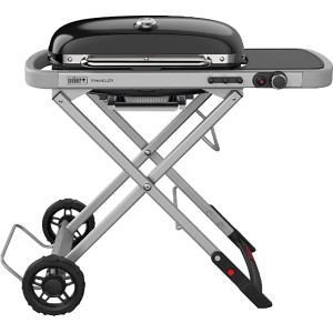 Weber Camping-Gasgrill Traveler mit 1 Brenner und Rollwagen Schwarz