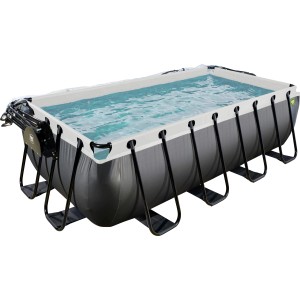 Exit Black Leather Pool 400x200 cm mit Sandfilterpumpe und Abdeckung.