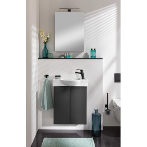 Fackelmann Mini-Waschtischunterschrank SBC, 52 cm, Schwarz Matt, im modernen Badezimmer.