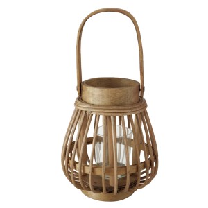 Windlicht Ilvie, 3-fach sortiert, Ø 14 cm, aus Bambus und Glas, für stimmungsvolle Beleuchtung.