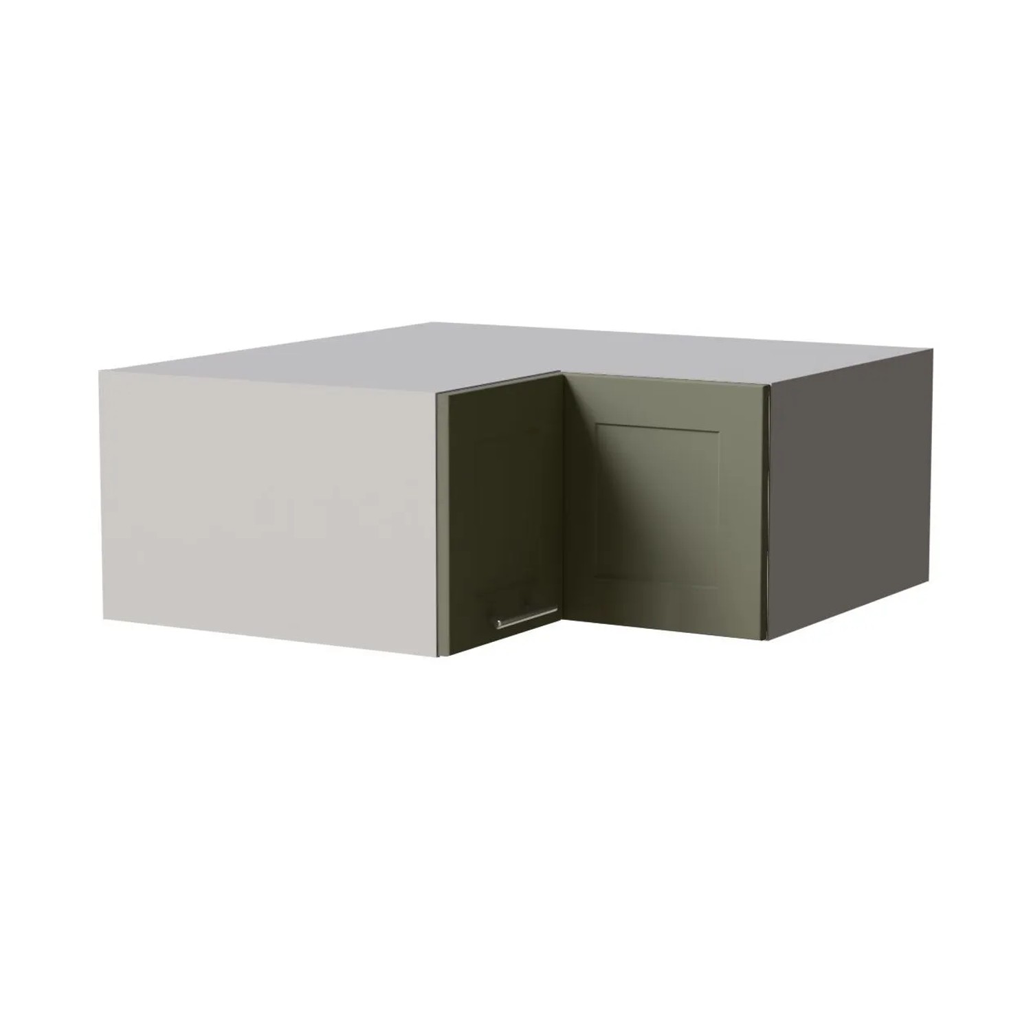 Feldmann-Wohnen Eckaufsatzschrank Oslo, grau/reed green matt, 2-türig, mit Rahmenoptik und Metallgriff.